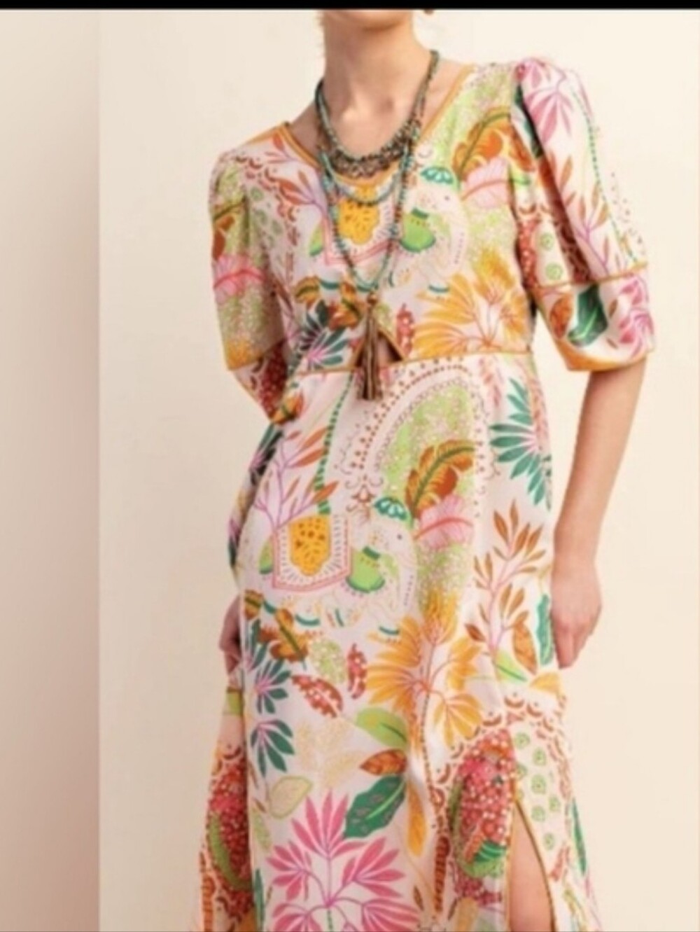 GiGiO USA Pink & Green Floral Print Dress L
